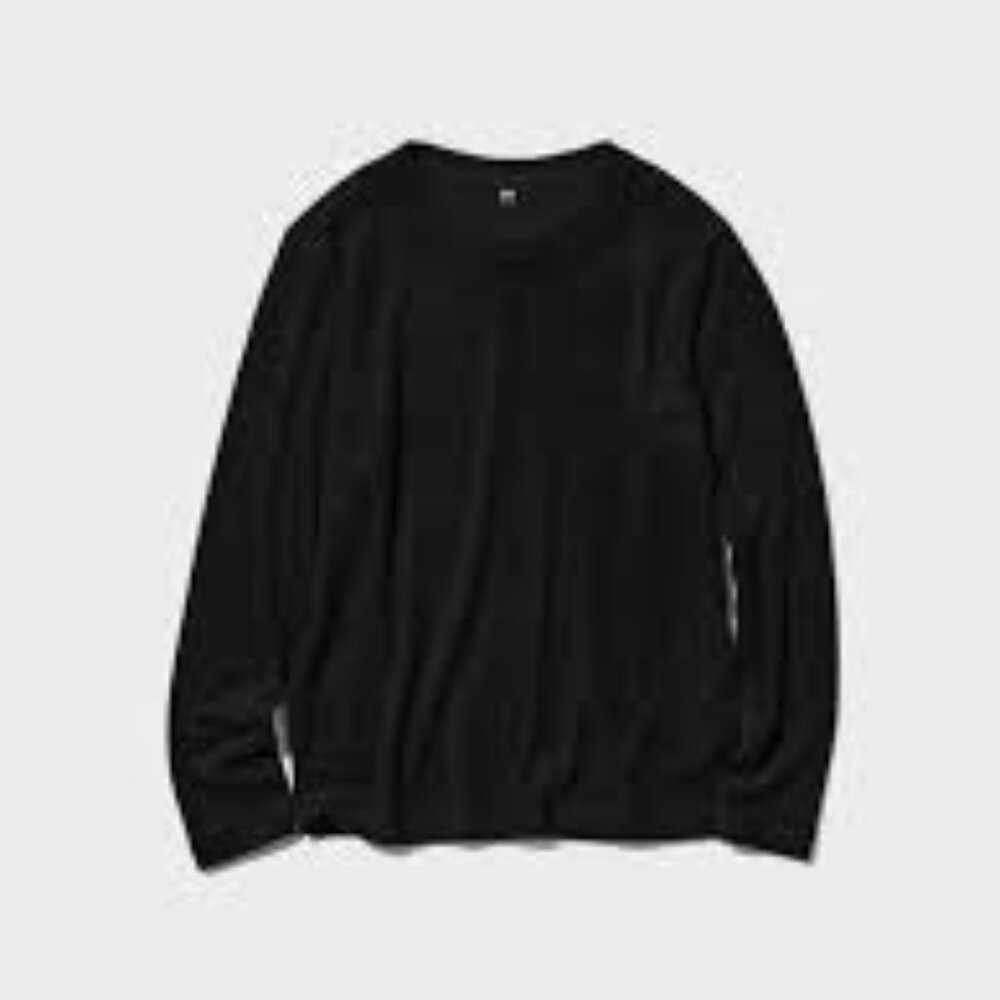 Uniqlo HEATTECH Fleece longsleeve crewneck t-shirt in black, size XL
